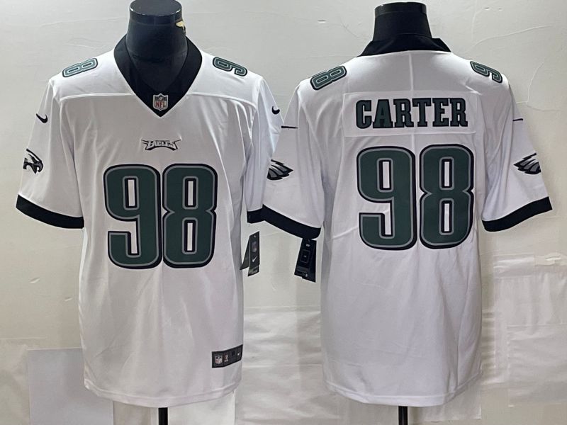Men Philadelphia Eagles 98 Carter Whitte Nike Vapor Limited NFL Jersey style 1